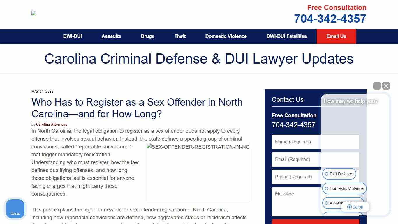 Who Has to Register as a Sex Offender in North Carolina—and for How Long?